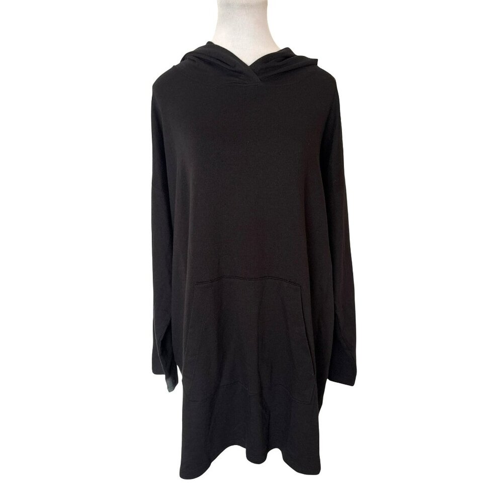 NWT Eileen Fisher Black Hooded Boxy Tunic Sustainable Fabric Blend Size L